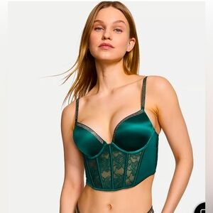 New! Victoria Secret Bombshell Add-2-Cups Shine Strap Push-Up Corset Top size36D